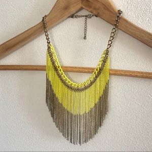 Bright Yellow and Gold Chain Statement Necklace
